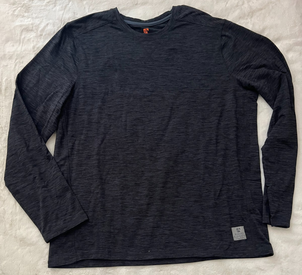 Rugged Elements Mens Large Long Sleeve Shirt Black Heather Performance Utility